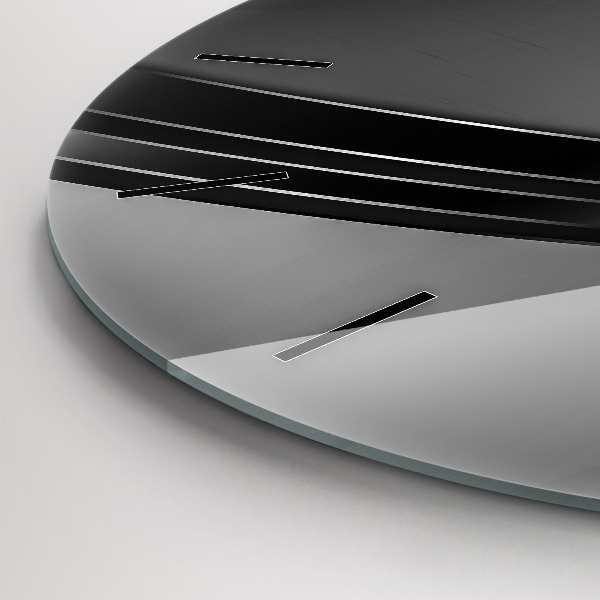 Round glass clock Silver lines