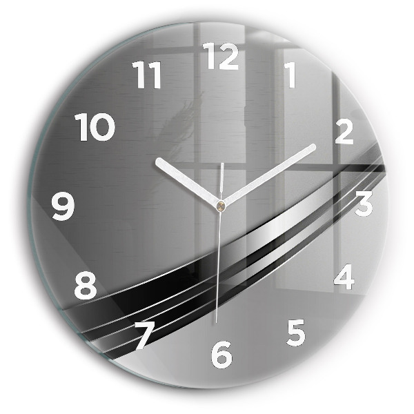Round glass clock Silver lines