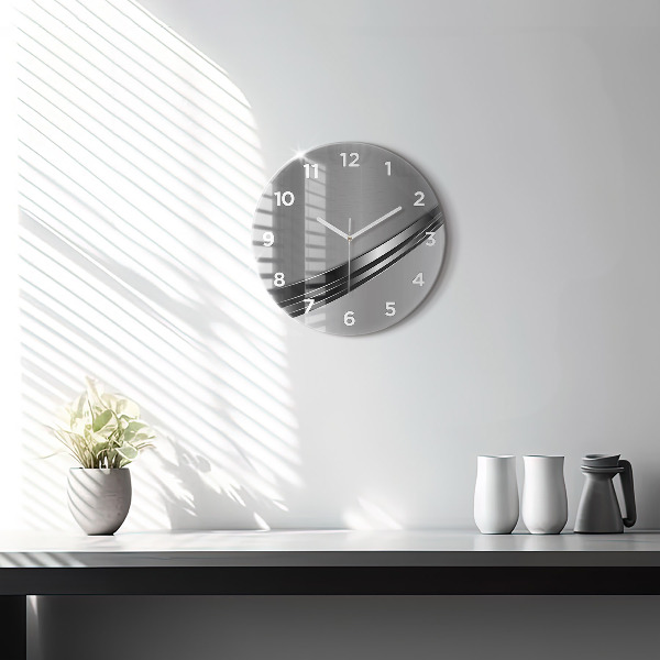 Round glass clock Silver lines