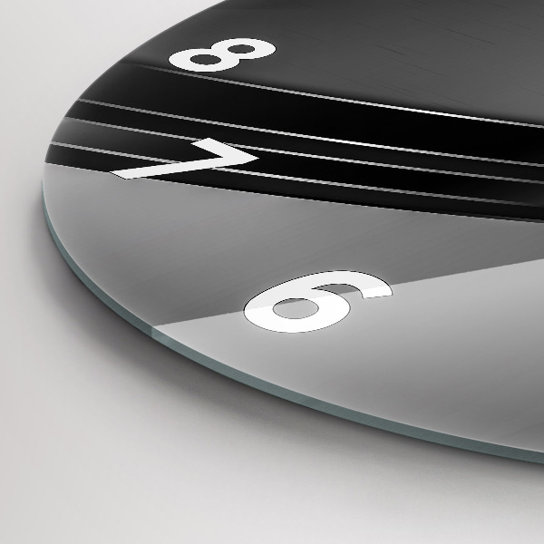 Round glass clock Silver lines