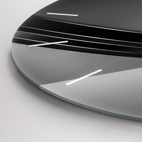 Round glass clock Silver lines