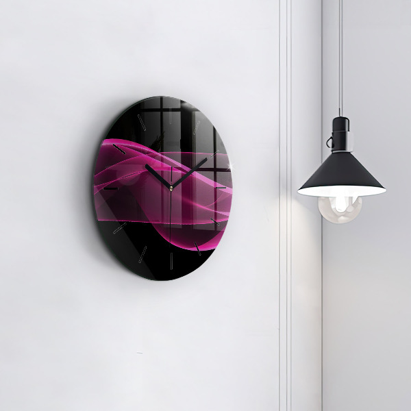 Round glass clock Pink abstraction