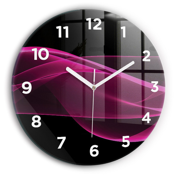 Round glass clock Pink abstraction