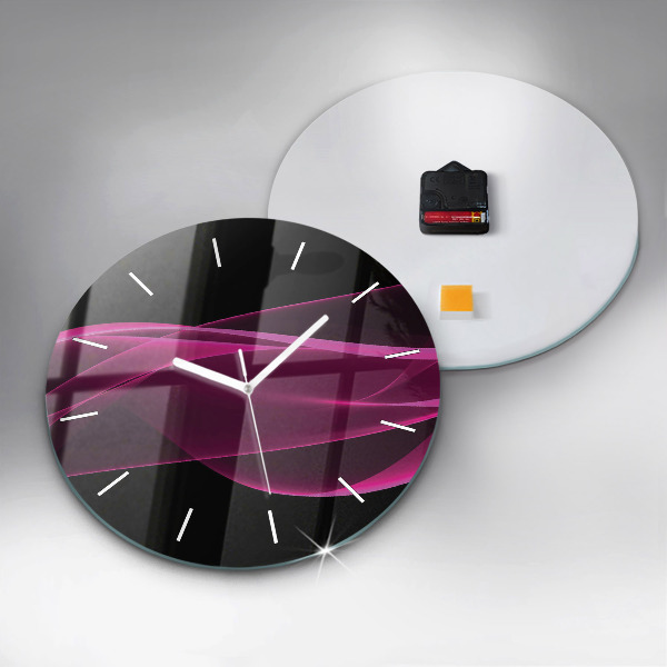 Round glass clock Pink abstraction