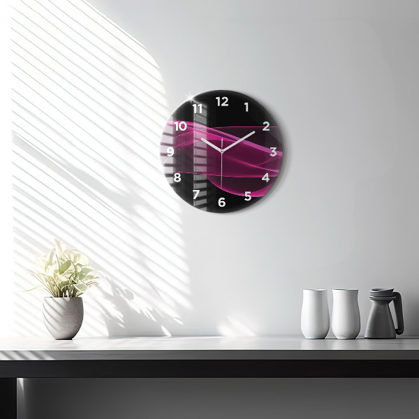 Round glass clock Pink abstraction