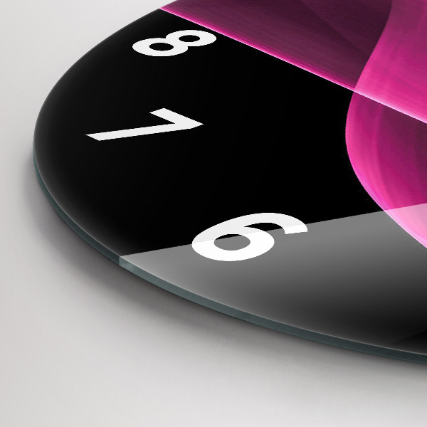 Round glass clock Pink abstraction