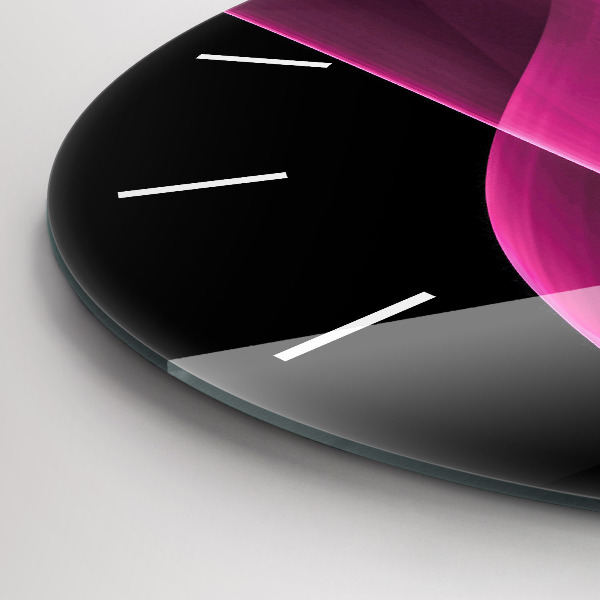 Round glass clock Pink abstraction