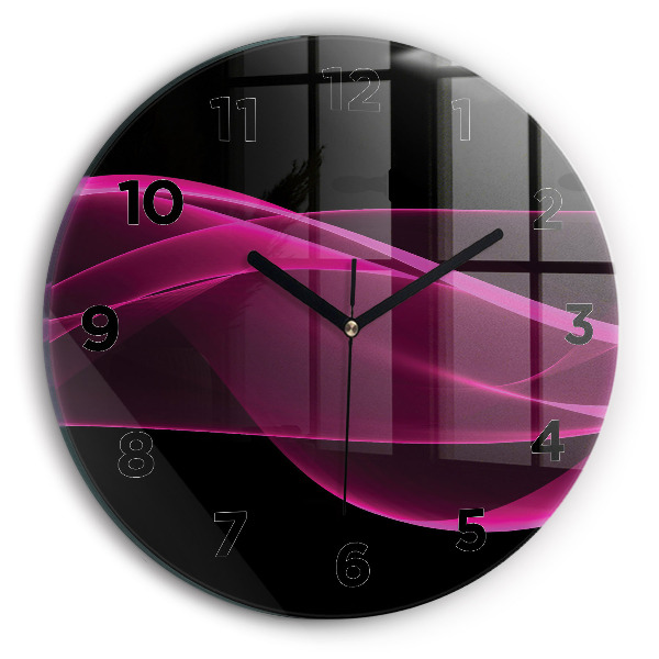 Round glass clock Pink abstraction
