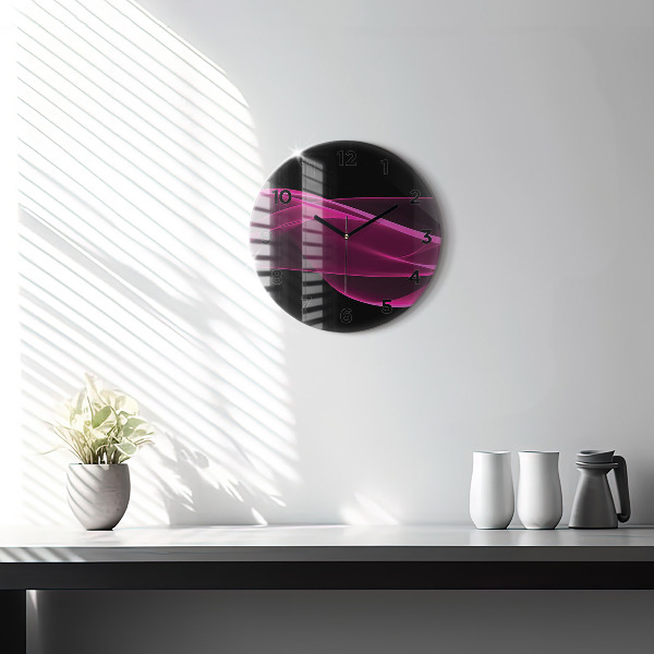 Round glass clock Pink abstraction