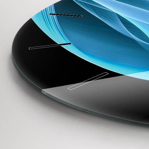 Round glass clock Blue abstraction