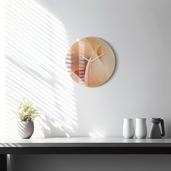 Round glass clock Abstract wave pattern