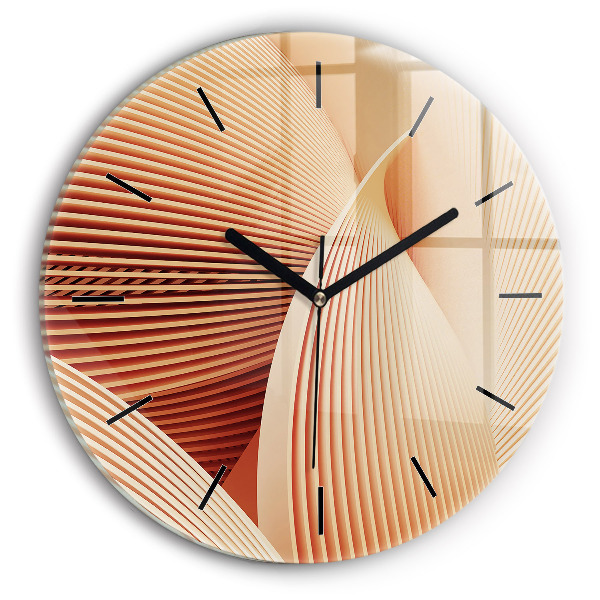 Round glass clock Abstract wave pattern