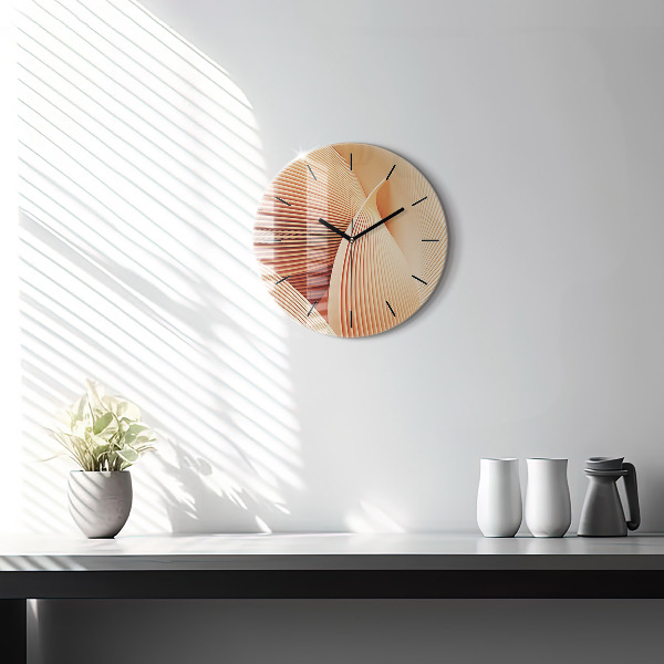 Round glass clock Abstract wave pattern