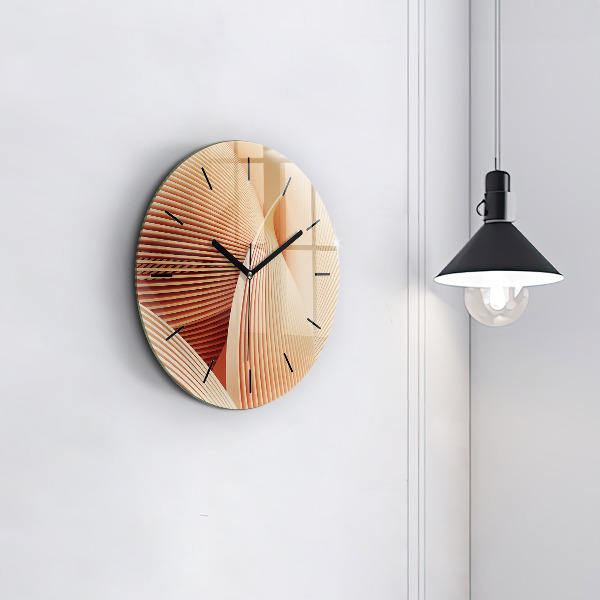 Round glass clock Abstract wave pattern