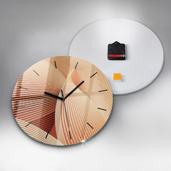 Round glass clock Abstract wave pattern