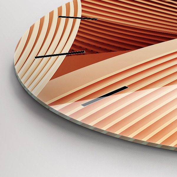 Round glass clock Abstract wave pattern