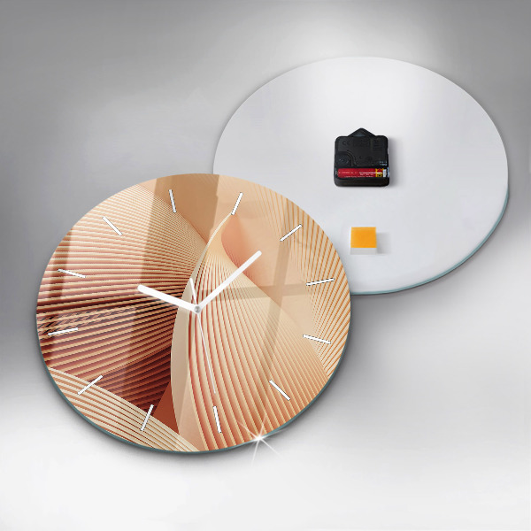 Round glass clock Abstract wave pattern