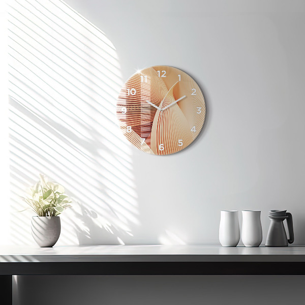 Round glass clock Abstract wave pattern