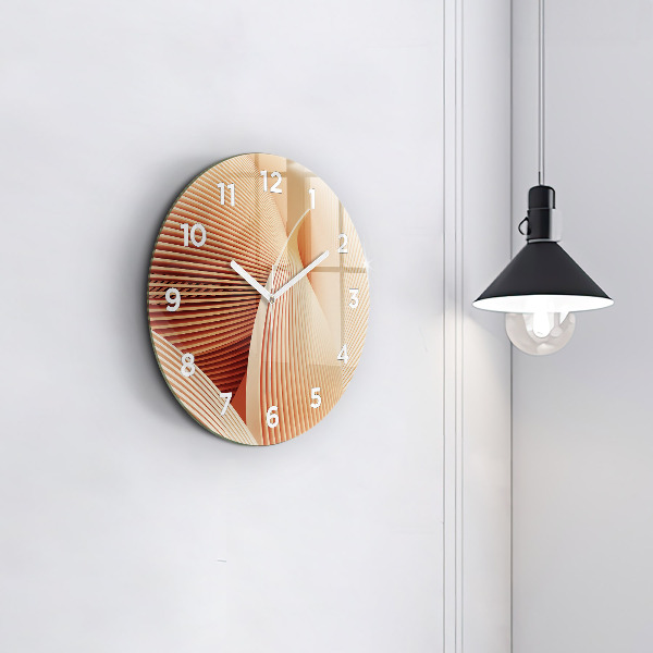 Round glass clock Abstract wave pattern