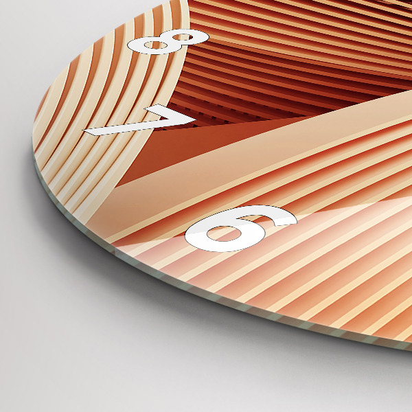 Round glass clock Abstract wave pattern