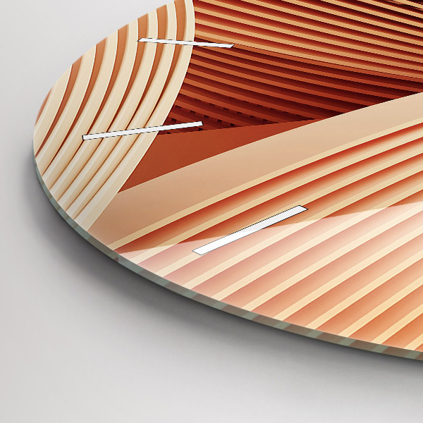 Round glass clock Abstract wave pattern