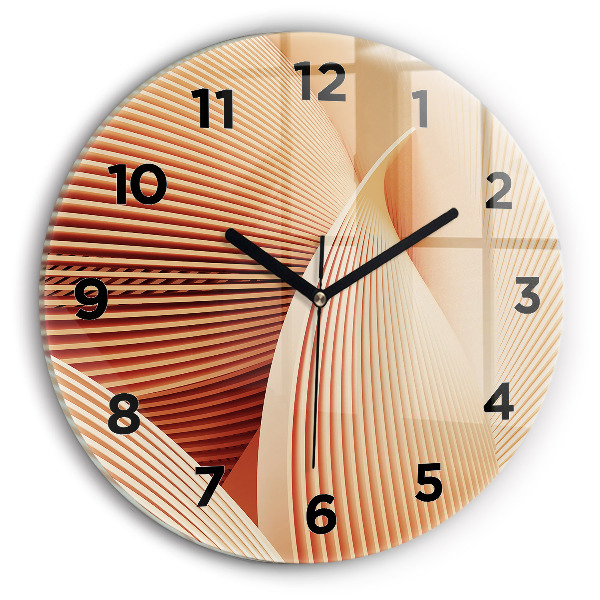 Round glass clock Abstract wave pattern
