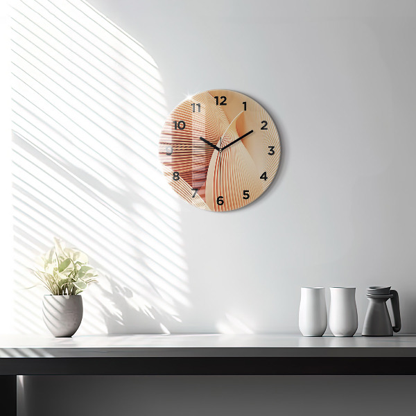 Round glass clock Abstract wave pattern