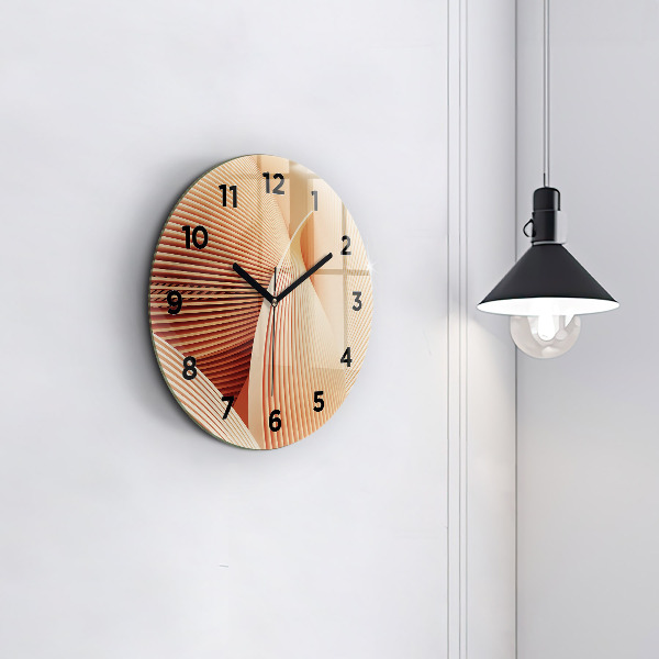 Round glass clock Abstract wave pattern