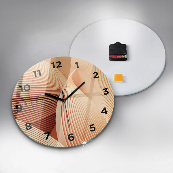 Round glass clock Abstract wave pattern