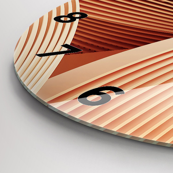 Round glass clock Abstract wave pattern