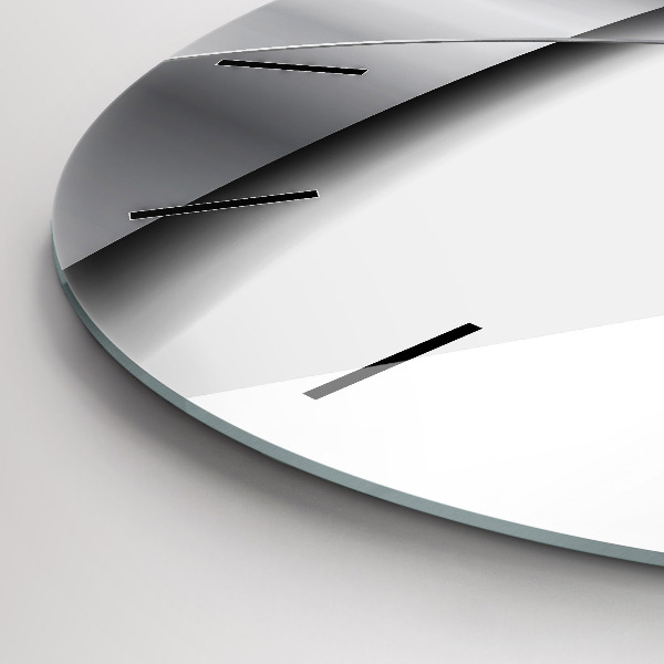 Round glass clock Silver abstraction