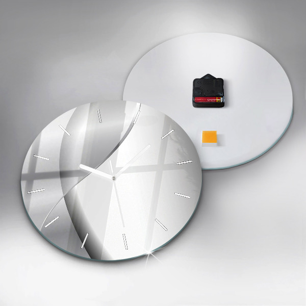 Round glass clock Silver abstraction