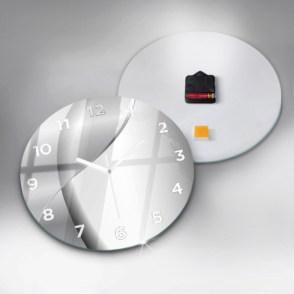 Round glass clock Silver abstraction