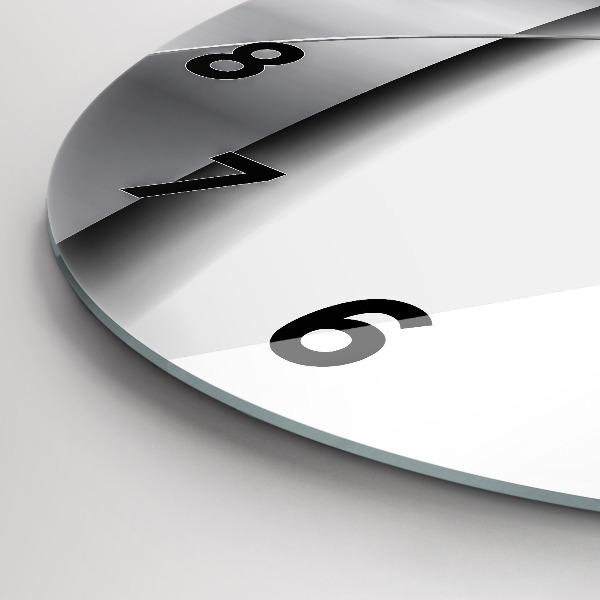 Round glass clock Silver abstraction