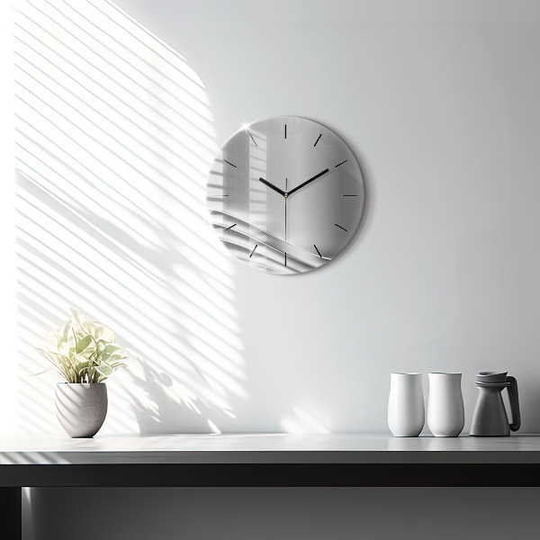 Round glass clock Silver abstraction