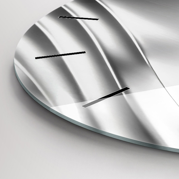 Round glass clock Silver abstraction