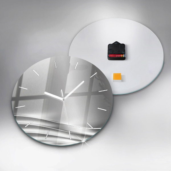 Round glass clock Silver abstraction