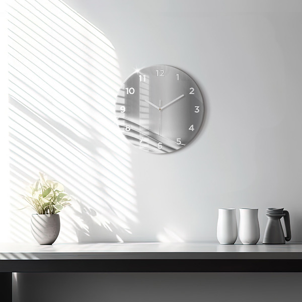 Round glass clock Silver abstraction