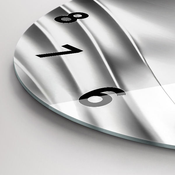 Round glass clock Silver abstraction