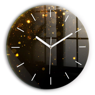 Round glass clock Gold dust