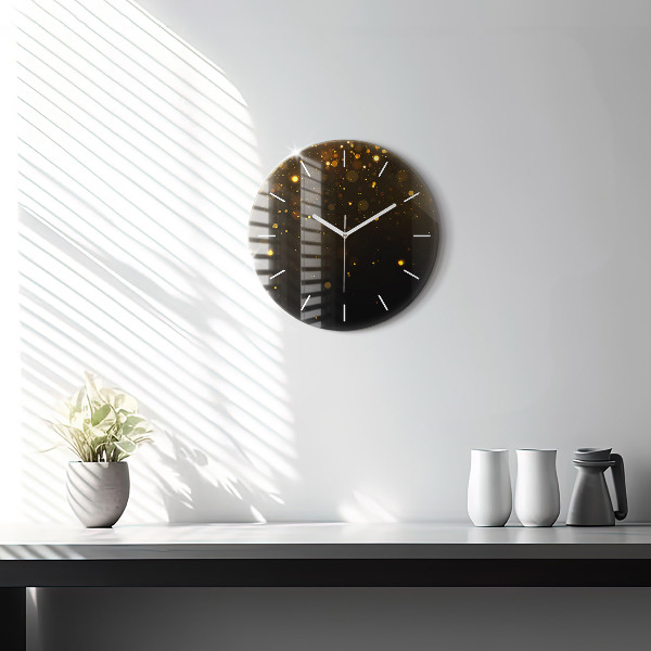 Round glass clock Gold dust