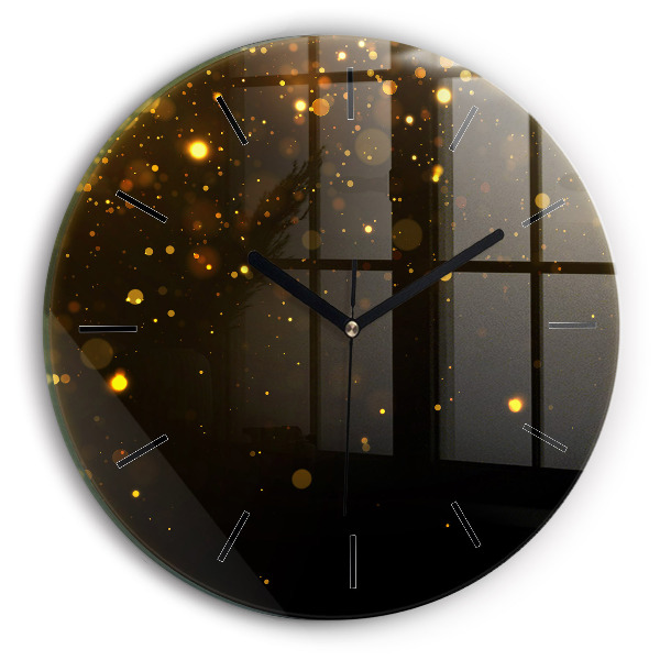 Round glass clock Gold dust