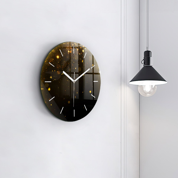 Round glass clock Gold dust