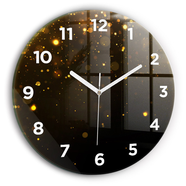 Round glass clock Gold dust