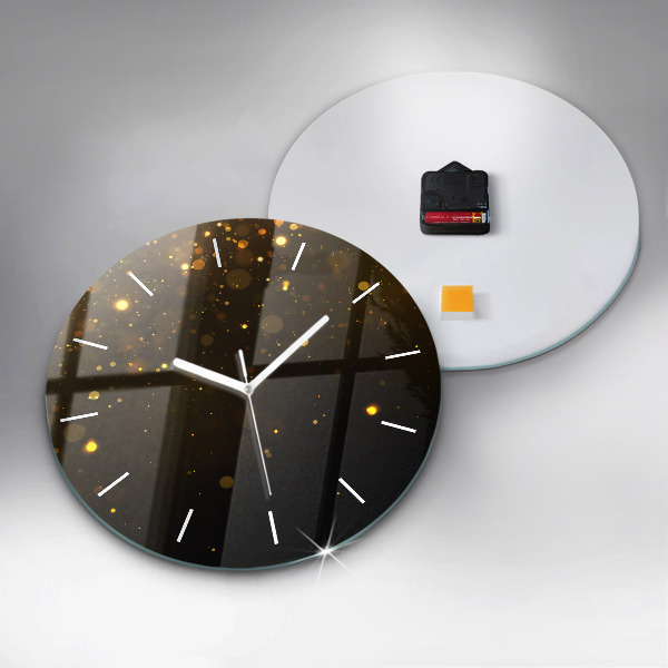Round glass clock Gold dust
