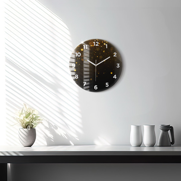 Round glass clock Gold dust