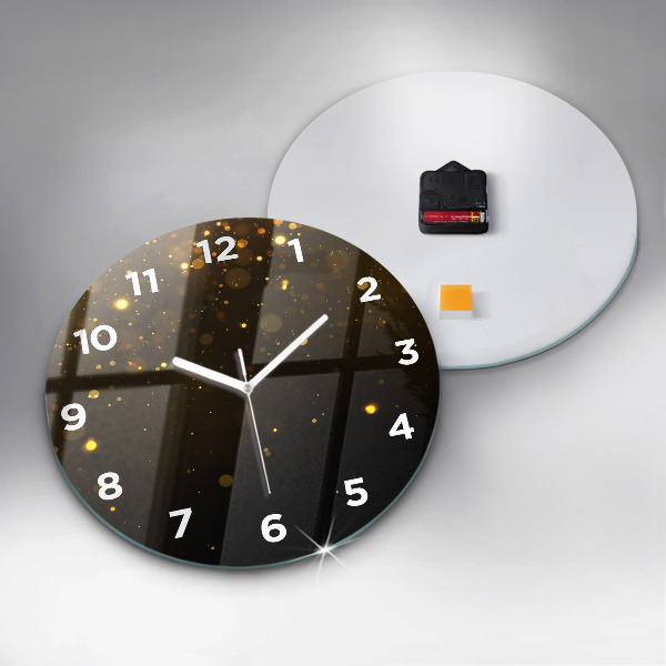 Round glass clock Gold dust