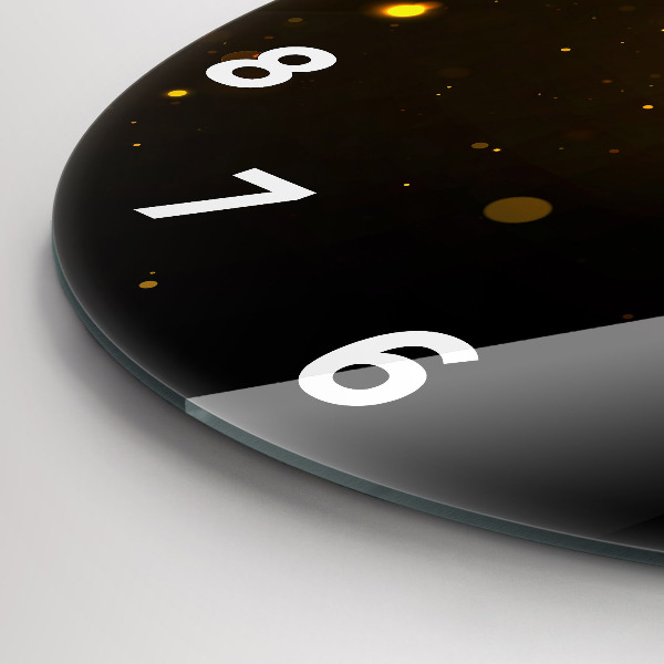 Round glass clock Gold dust