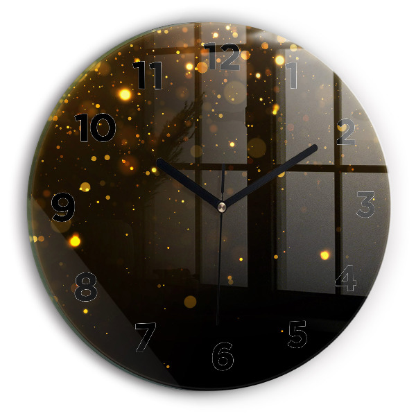 Round glass clock Gold dust
