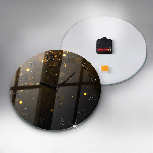 Round glass clock Gold dust